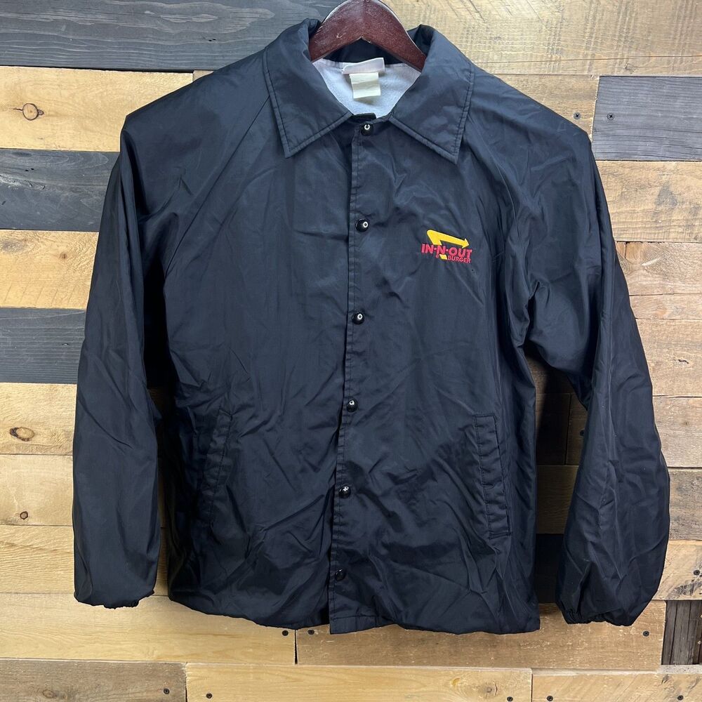 Vintage Y2K Black Jacket Windbreaker Embroidered Logo Made in USA Large